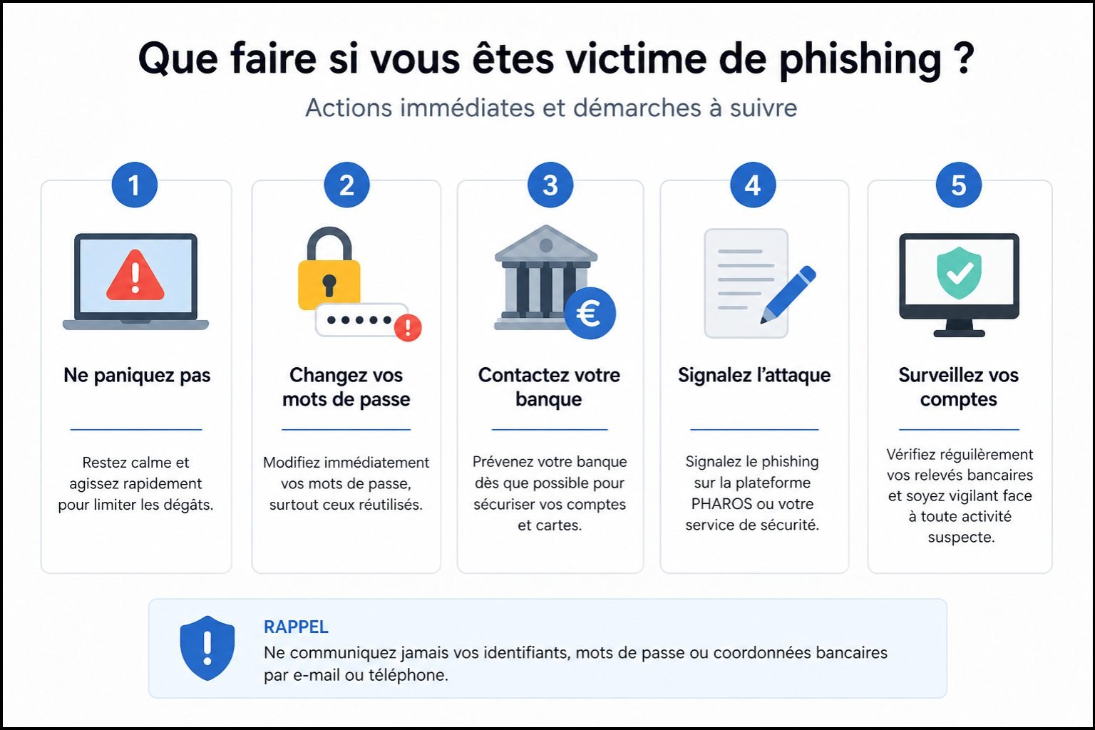 Que faire si victime de phishing - actions immédiates et démarches à suivre
