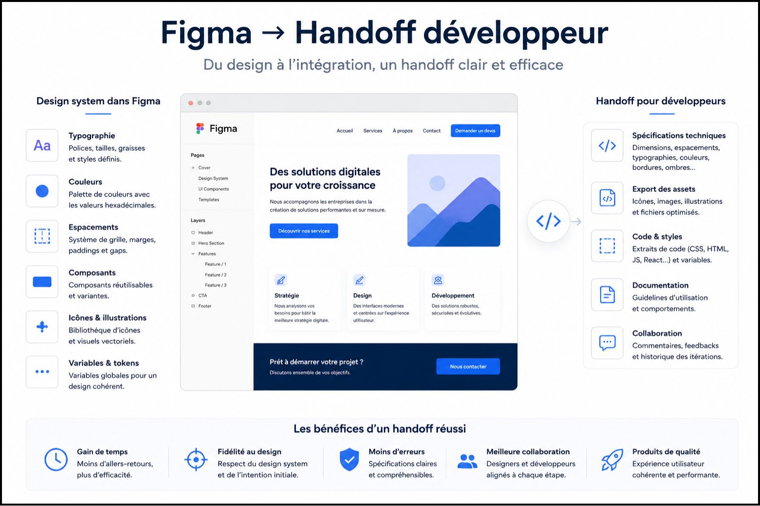 Spécifications techniques et transfert d'un design system Figma vers un développeur front-end